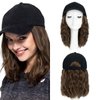 SEGO Hat with Hair Baseball Cap with Hair Extensions for Women Heat Resistant Synthetic 8'' Adjustable Long Curly Hairpiece Replacement Wigs in Hat for Girls