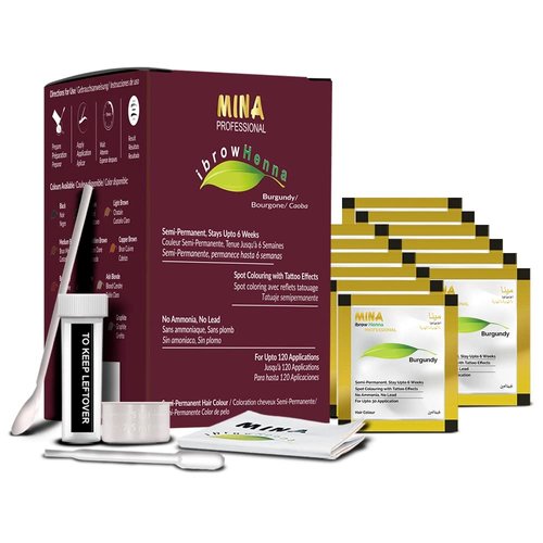 Mina ibrow Hair Color Refill Pack Burgundy|Natural Professional Spot coloring Hair Tinting Powder, Water and Smudge Proof | No Ammonia, No Lead with 100% Gray Converge|Vegan and Cruelty free
