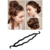 6Pcs Black Resin Double-end Hook Hair Bun Makers Foldable Anti-slip Hair Donut Shapers Hair Roll-up Updo Braiding Tools Insert Pads Holders for Women Girls Hair Styling