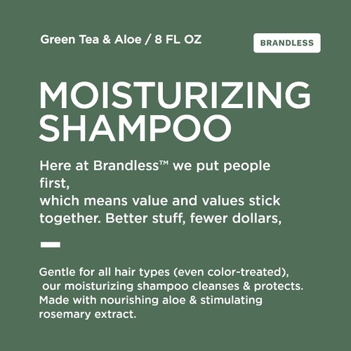 Brandless Green Tea & Aloe Moisturizing Shampoo | Clean Shampoo for All Hair Types | Paraben, Phthalate, Sulfate and Cruelty Free | Vegan Formula | 8 fl oz