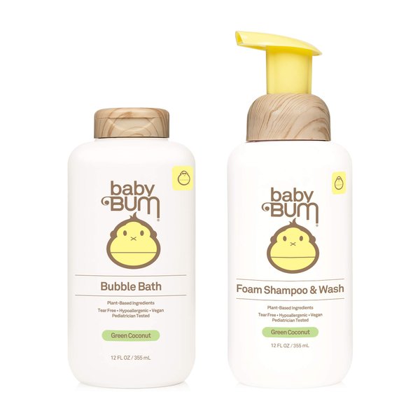 Sun Bum Baby Bum Shampoo & Wash & Bubble Bath | Tear Free Foaming Soap for Sensitive Skin with Nourishing Coconut Oil | Natural Fragrance | Gluten Free & Vegan