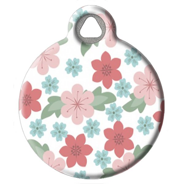 Dog Tag Art Summer Bloom Pet ID Tag for Dogs and Cats, Silent Polymer Coated Stainless Steel Nametag with Customized Identification Information - Small .875" Diameter