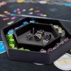 SIQUK Dice Tray with Lid Hexagon Dice Rolling Tray Dice Holder for Dice Games Like RPG, DND and Other Table Games, Gray