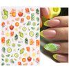 Fruits Nail Art Stickers 3D Self-Adhesive Nail Decals, Cherry Lemon Peach Strawberry Nail Sticker Decoration, Laser Glitter Nail Design for Women Girls Manicure Tips Nails Decal (8 Sheets)