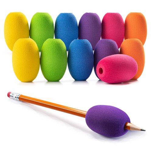 Special Supplies Egg Pen-Pencil Grips for Kids and Adults Colorful, Cushioned Holders for Handwriting, Drawing, Coloring - Ergonomic Right or Left-Handed Use - Reusable (12-Pack)