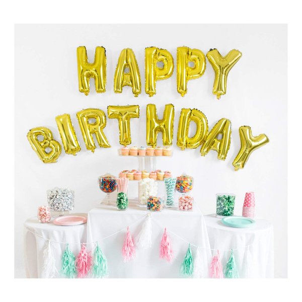 GrandShop 50468 "Happy Birthday Letters Foil Balloons - Golden