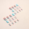 French Tip Press on Nails Blue Fake Nails Square False Nails with Rhinestone Designs Butterfly Artificial Nails Spring Summer Acrylic Nails Medium Stick on Nails Cute Glue on Nails for Women Manicure