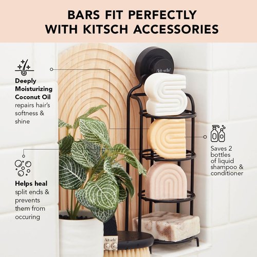 Kitsch Coconut Oil Deep-Moisturizing Hair Conditioner Bar | Made in US | Eco-friendly Daily Conditioner for Dry Hair | Nourishes & Restores Damaged Hair for Less Breakage | Paraben Free, 2.7 oz