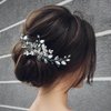 Easedaily Rhinestone Bride Wedding Hair Comb Silver Leaf Crystal Bridal Hair Piece Flower Hair Accessories for Women and Girls