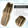 Tape in Hair Extensions,Ombre Ash Brown Highlighted Blonde Hair Extensions Real Human Hair Tape ins Extensions for Women,20 Pieces Double Sided Invisible Tape in Extensions Remy Human Hair 16Inch
