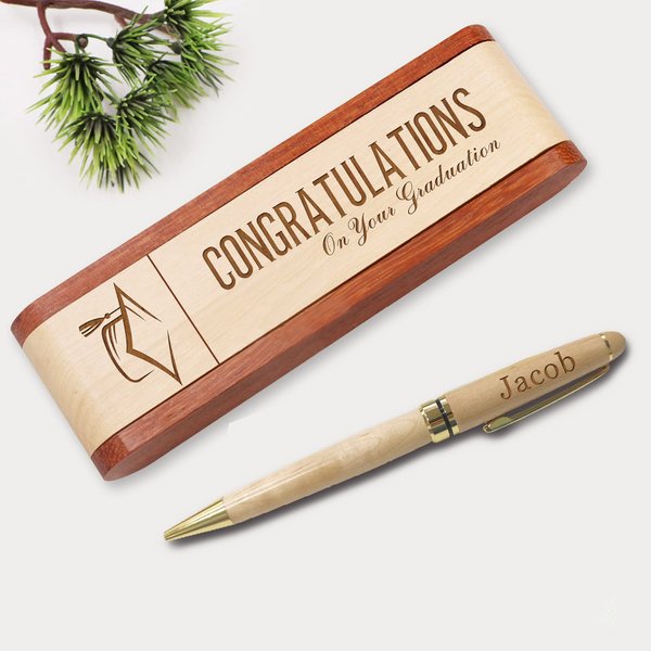 Personalized Pens Ballpoint Custom Congratulations Engraved Pen Gifts for Men Women Him Husband Dad Grandchild Nanny Daughter Granddaughter ECO-Friendly Wooden Engraved Pen Gadgets Gift(Your Text)