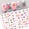 Flower Nail Art Stickers Decals 6Sheets Spring Rose 3D Self-Adhesive Nail Stickers Flowers Rose Butterfly Design Nail Decals for Nail Art Women Girls Acrylic Nails Decorations DIY Nail Art Supplies
