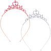 2 Pieces Girls Crystal Tiara Princess Crystal Headband Heart Rhinestone Tiara Crown for Kids Wedding Birthday Party (Classic Style)