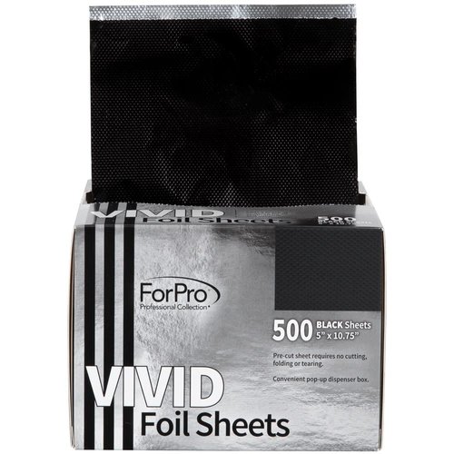 ForPro Vivid Black Embossed Foil Sheets, Aluminum Foil, Pop-Up Foil Dispenser, Hair Foils for Color Application and Highlighting Services, Food Safe, 5” W x 10.75” L, 500-Count