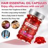 Hair Treatment Serum Hair Vitamin Capsules 60Pcs, with Vitamin A C E Pro B5, No Rinse with Argan Macadamia/Avocado Oil for Hair Repair, Smooth & Anti Frizzy (red, 60)