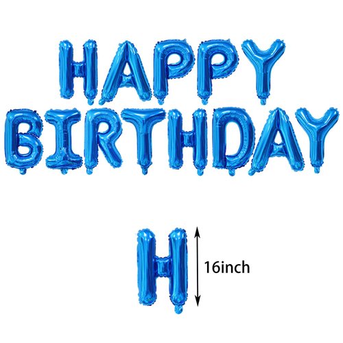 16 Inch Dark Blue Happy Birthday Banner Balloons Aluminum Foil Letters Banner Balloons Sign For Men Women Kids Birthday Party Decorations Supplies