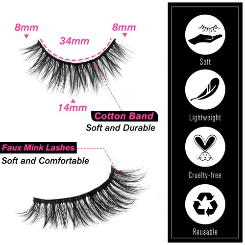 SYlashes False Eyelashes 14mm Faux Mink Lashes Natural Look Manga Lashes Soft Wispy Luxury Volume Fake Lashes 10 Pairs Pack
