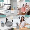 Boperzi Toothbrush Holder Toothpaste Organizer Drainage for Bathroom Vanity, Detachable Anti-Slip Brushed Nickel Toothpaste Storage Caddy 3 Slots with Drainage Holes for Makeup Brush Razor Stand