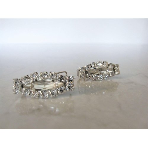 Generic Two small tiny clear oval crystal hair pin clip barrettes fine hair