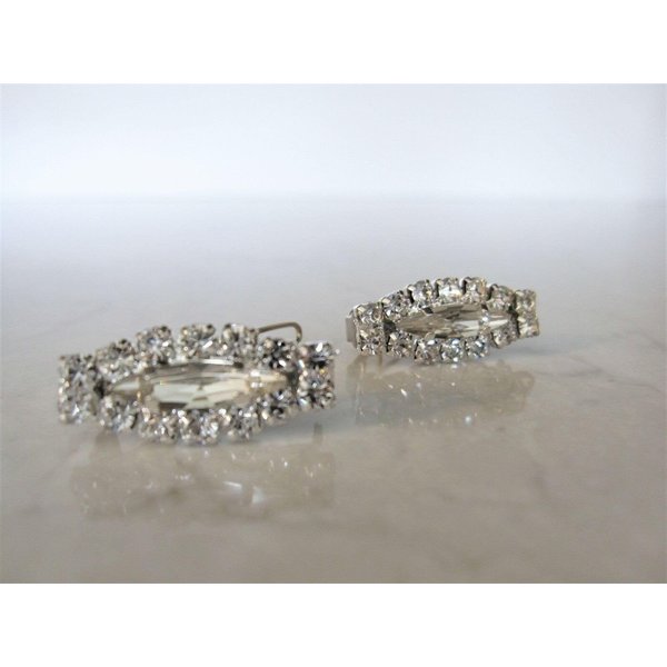 Generic Two small tiny clear oval crystal hair pin clip barrettes fine hair