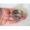 Silver metal round leaf black crystal hair clip clamp barrette snap clip