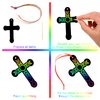 Chivao 200 Pcs Easter Scratch Cross Ornaments Rainbow Color Craft Kit DIY Scratch Paper Christian Gifts for Kids Sunday School Crafts Kids' Paper Craft Kits for Girls Boys with Wood Sticks Ribbons