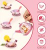Lajeje Cat Tea Party Set for Little Girls - 49pcs Pretend Play Toy, Birthday Gift for Toddlers Ages 3 4 5 6 Year Old, Includes Kitten Tin Tea Set, Desserts, and Carrying Case, Cat Design