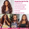 250% Density Wear And Go Chocolate Brown Body Wave Lace Front Wigs Human Hair 5x5 HD Lace Front Wigs For Women Auburn Brown Colored with Baby Hair Glueless Wigs Human Hair Full And Thick 24Inch