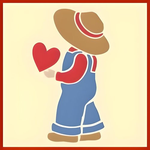 Overall Sam 1 Stencil - 3.5" x 6.2" Children Kids Drawing Sidewalk Chalk Washable Plastic Fun Art DIY Reusable Laser Cut Mylar Template for Painting Home Decor DIY Crafts - The Artful Stencil