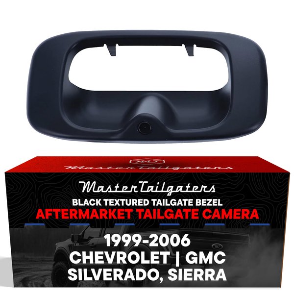 Master Tailgaters Black Tailgate Bezel with Backup Camera Replacement for Chevrolet Silverado/GMC Sierra (1999-2006) | IP68 Waterproof | Parking Grid Lines Available | Easy to Install