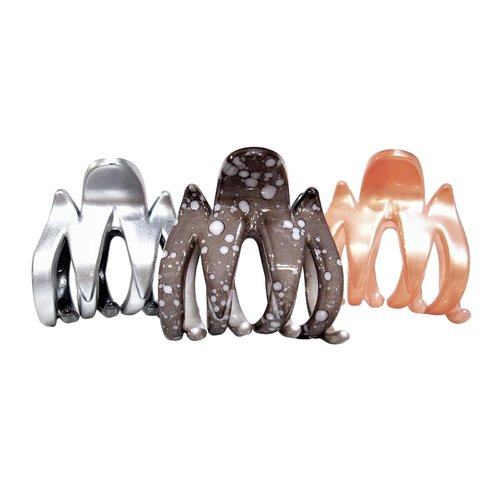 Generic Medium size coral silver spotted gray hair claw clip (Primary color: peach), 1 Count (Pack of 1)