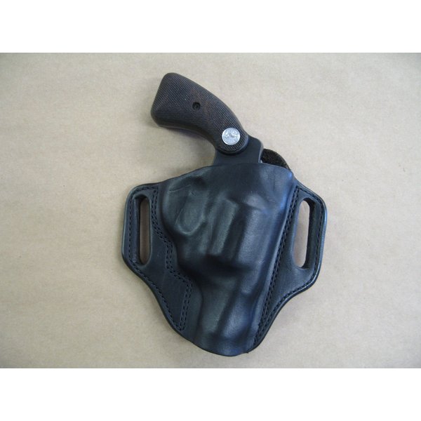 Colt Detective Special 6 Shot Revolver Leather 2 Slot Pancake Belt Holster CCW Black RH