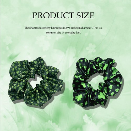 St Patricks Day Hair Scrunchies for Women Shamrock Headband Hair Accessories Clover Green Scrunchies Ponytail Holder St Patty's Day Accessories Elastic Green Hair Band Irish Headband 2Pcs