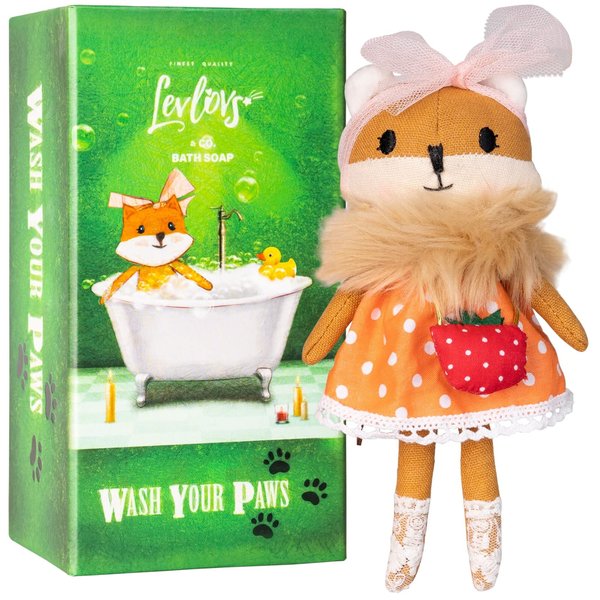 LEVLOVS Christmas Fox Designer Doll Mouse in a Matchbox Danish Design Toy Baby Registry Gift Fox Linen Toy Plush Toy