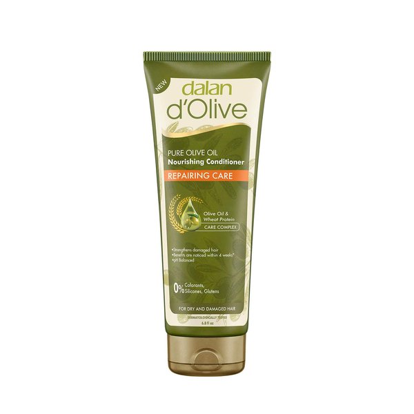 Dalan 100% Pure Olive Oil Hair Conditioner Repair Care for Dry and Damaged Hair Preventing it from Forming Split Ends Paraben-Silicon-PEG Free 6.8 fl.oz.