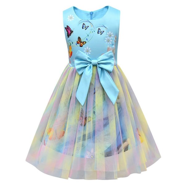 Yameidie Kids Girls Elsa Tutu Dresses Halloween Cosplay Costume Princess Fancy Party Dress 2-10 Years (Blue, 2-3 Years)
