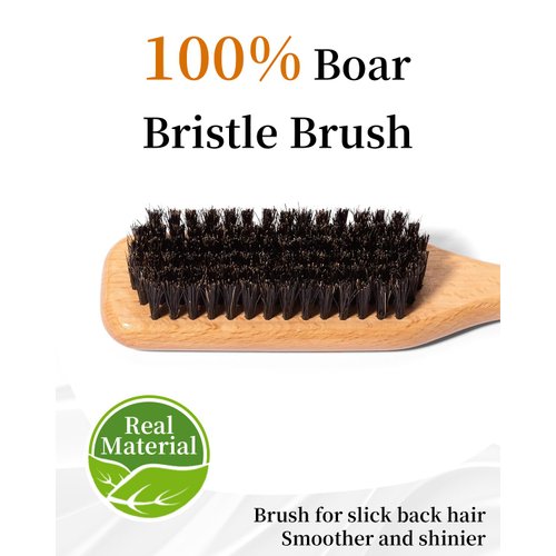 100% Soft Bristle Hair Brush, Bristle Hrush for Smoothing Thin to Medium Hair, Slick Back Brush, Smoothing Hair Brush, Bristle Brush, Boar Brush, Brush for Slick Back Hair Slick Back Sleek Ponytail