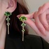 Sttiafay Vintage Green Lotus Leaf Earrings Lotus Leaf Drop Earrings Gold Long Leaf Tassel Earrings Green Flower Stud Earrings Jewelry for Women and Girls