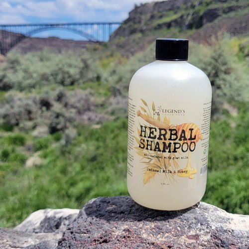 Legend's Creek Farm, Herbal Goat Milk Shampoo, Gently Cleansing & Soothing, Aloe Leaf, Organic Jojoba, & Vitamin E, For Dry & Damaged Hair, Handmade in USA, 16 fl. Oz (Oatmeal, Milk, & Honey H.S.)