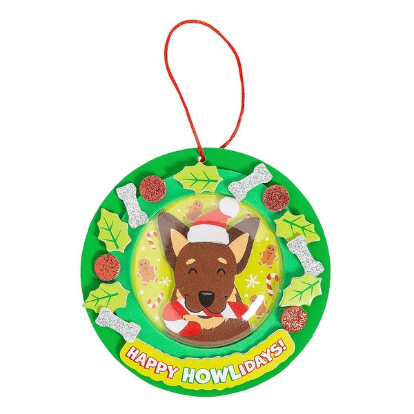 Fun Express 4" x 4" Christmas Dog in Wreath Happy Howlidays Ornament Foam Craft Kit - Makes 12