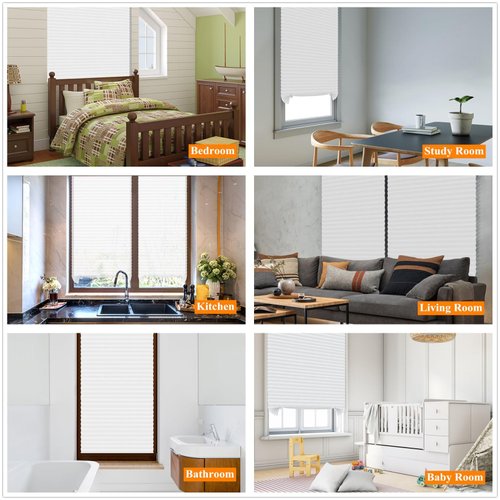 Pleated Window Blinds,Temporary Window Shades Cordless Light Filtering Pleated Paper Shades Room Darkening Blinds for Home Bedroom Office Window - 24 Inch x 59 Inch (Fits Windows 15 in-24 in)