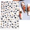 4 Sheets Fall Nail Art Stickers 3D Autumn Nail Decals Self-Adhesive Thanksgiving Nail Art Accessories Laser Gold Black White Maple Leaf Nail Designs Supplies Fall Nail Decorations for Acrylic Nails