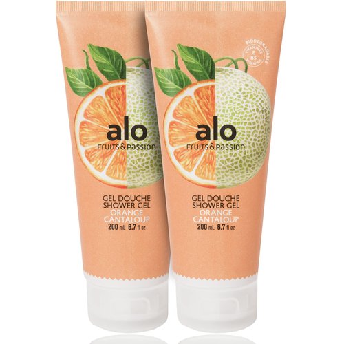 (FRUITS & PASSION) SHOWER GEL [ORANGE CANTALOUPE] 200ML 2 pcs Bundle, Shower Gel with vitamin E and Antioxidant product, biodegradable formula (200ML / 6.76 Fl. Oz) by ALO
