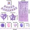 ZERODECO Pink Purple Birthday Party Decorations for Women Girls, Happy Birthday Banner Pompoms Balloon Arch Fringe Curtain Party Décor for Baby Girls Women Purple Pink Birthday Party