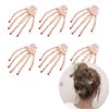 Luckycivia 6 Pcs Halloween Rhinestone Hand Bone Shape Hair Clip, Skeleton Claws Skull Hand Hair Barrette, Alloy Skull Hand Hairpin, Zombie Punk Rock Horror Hair Accessories for Women Girls