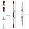 Ycyan 2Pcs Dual-ended Nail Design Brushes Rhinestone Handle UV Gel Nail Brush Set Professional Nail Art Tools