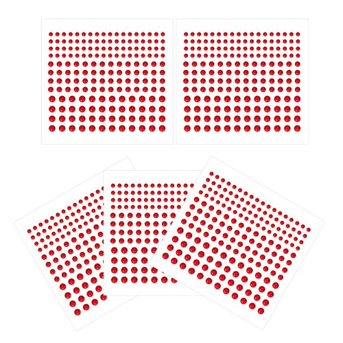 5 Sheets Face Gems Jewels Rhinestone Stickers, 4 Size Self Adhesive Gems Stickers DIY Bling Jewel Crystal Craft Stickers for Nails Hair Face Eyes Body (Red)