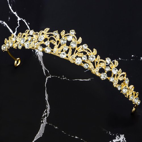 Vovii Gold Tiaras and Crowns for Women, Bride Crown Wedding Tiaras for Bride, Rhinestone Bridal Crown Princess Tiara for Wedding Birthday Costume Halloween Quinceanera