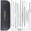 MENOLY Pimple Popper Tool Kit, 10 Pcs Blackhead Remover Zit Popper for Blemish, Pimple Comedone Extractor Acne Tool for Nose Face with a Leather Bag
