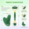 Poleview Jade Roller & Gua Sha Set, 100% Natural Facial Roller and Body Massage Skin Care Tools for Beauty, Increase Blood Circulation, Lymphatic Drainage & Reduce Wrinkles and Puffiness - Dark Green